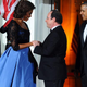 President Barack Obama and first lady Michelle Obama welcome French President François Hollande as he arrives for a state dinner at the White House in Washington, D.C., on Feb. 11, 2014.
JEWEL SAMAD/AFP/Getty Images